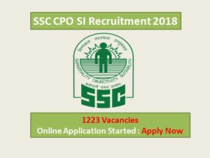 SSC CPO SI 2018 Recruitment