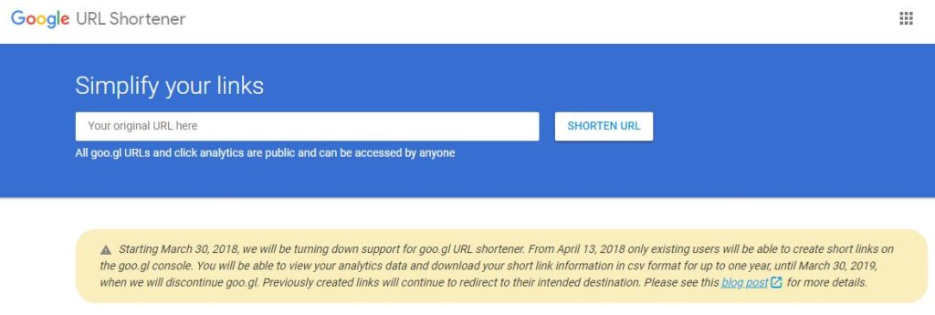 Google URL shortner service Shutting Down