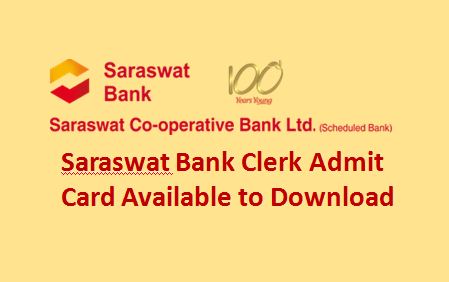Saraswat Bank Clerk Admit Card Download