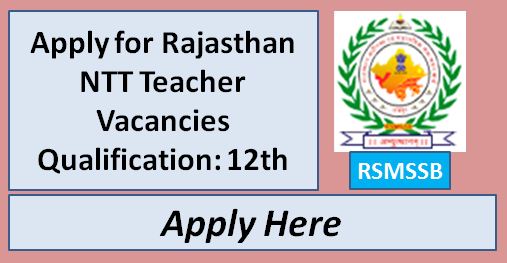 Rajasthan NTT Teacher Recruitment 2018