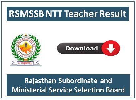 RSMSSB NTT Teacher Result